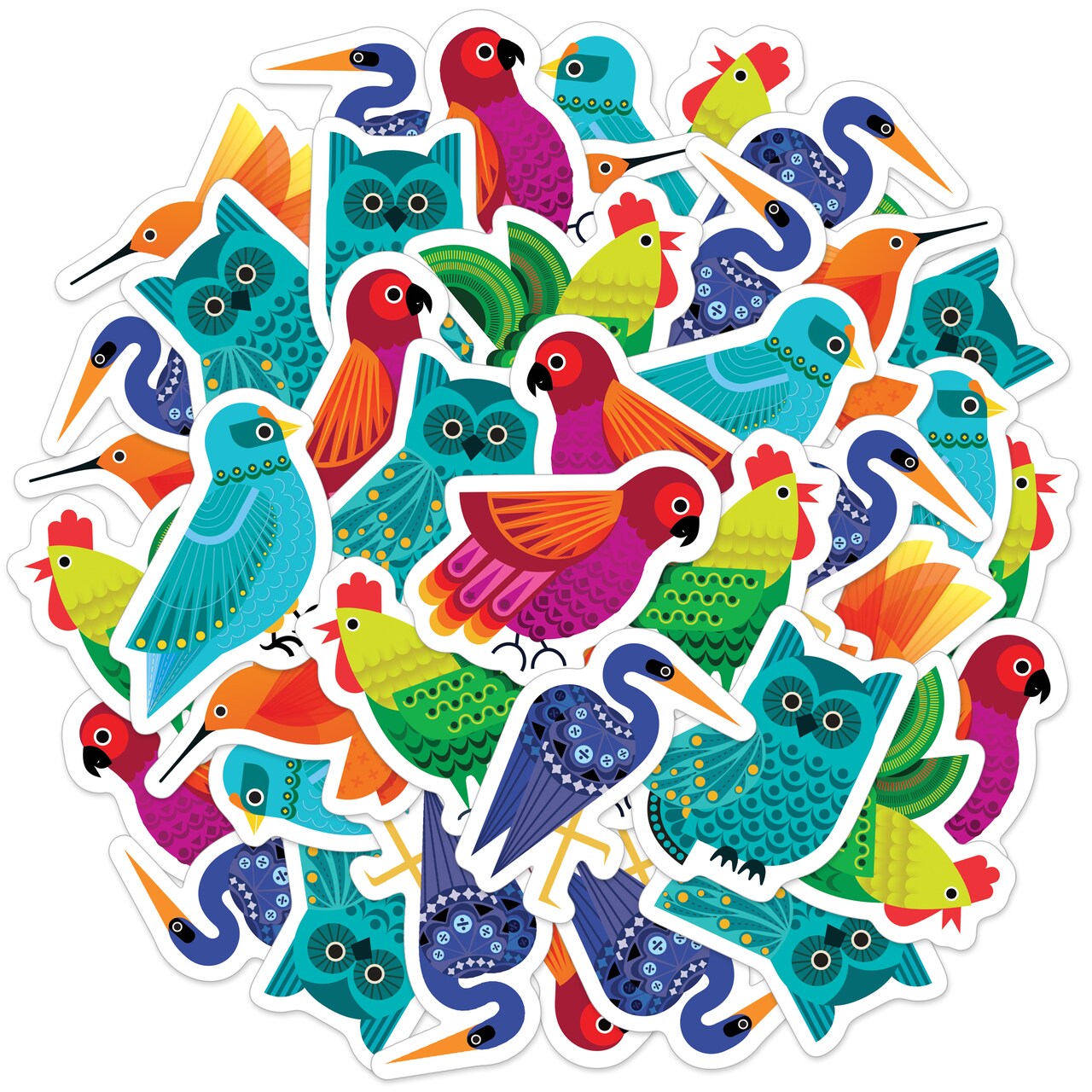 IXL Takeoff 100pcs Feathered Friends Vinyl Stickers, Colorful Waterproof Bird Decals for Water Bottles, Computer, Skateboard, Phone, Luggage, Scrapbooking, Arts and Crafts